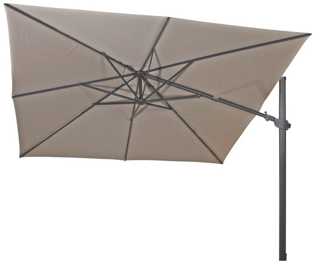 4-Seasons zweefparasol Siesta Premium 300 x 300 - Taupe met voet en hoes