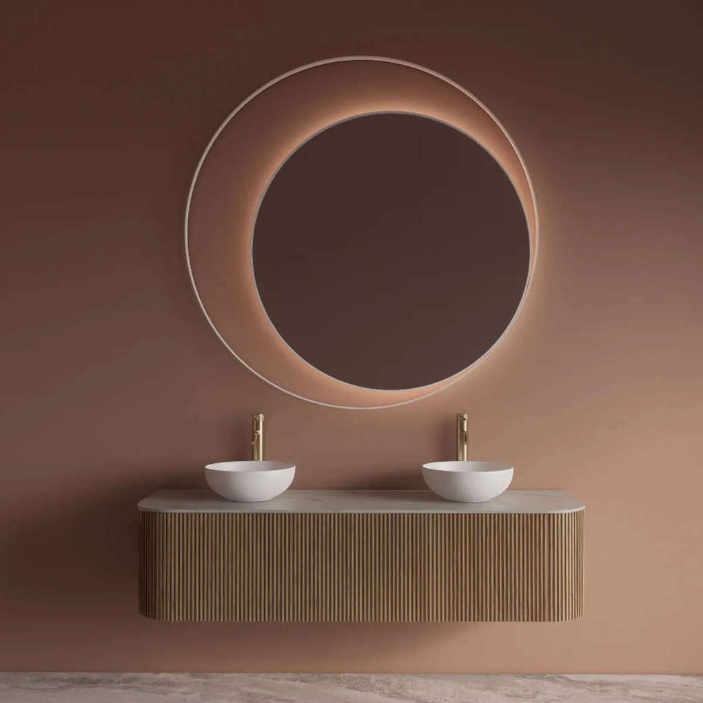 Gliss Design Kosmos spiegel rond met cirkel 140cm mat wit met handsensor