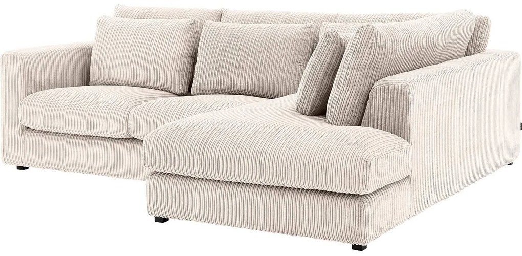 Goossens Bank Ravenia beige, stof, 2,5-zits, stijlvol landelijk met ligelement rechts
