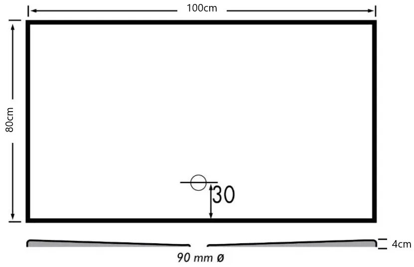 Xenz Flat douchevloer 100x80x4cm pergamon