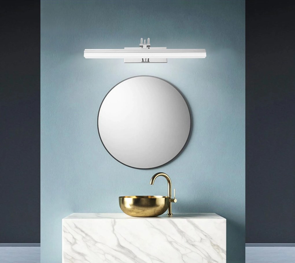Wandlamp, azuurblauwe LED boven een spiegel 9W 40CM APP372-1W CHROME