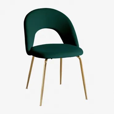 Set Van 4 Gestoffeerde Eetkamerstoelen Glorys Goud & Fluwelen Jungle Groen & Terciopelo - Sklum
