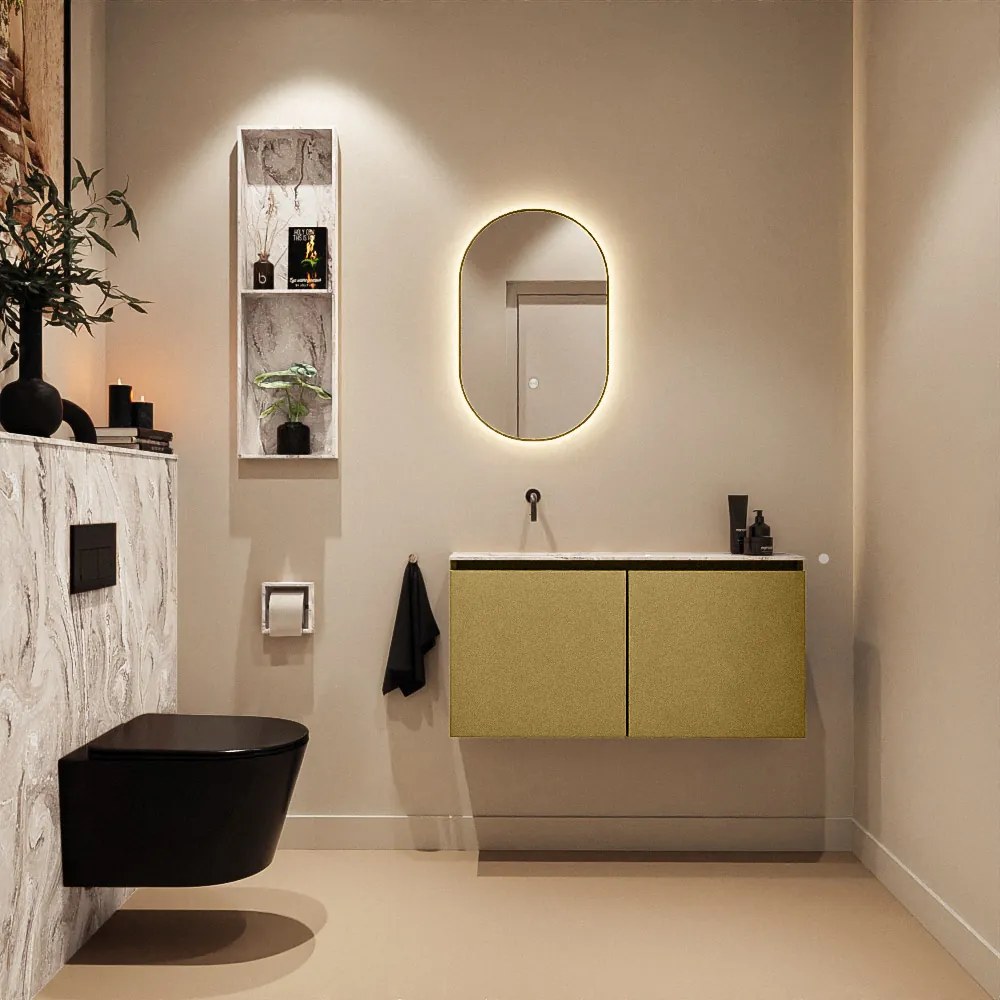 Mondiaz Ture DLux toiletmeubel 100cm oro met wastafel glace links zonder kraangat