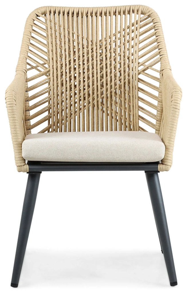 Tuinset Ronde Tuintafel 6 personen 150 cm Aluminium/wicker Taupe  Coco Vedra/Fabriano