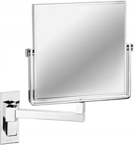 Mirror make-up spiegel met 1 arm en 3x vergrotend 19x19 cm, chroom