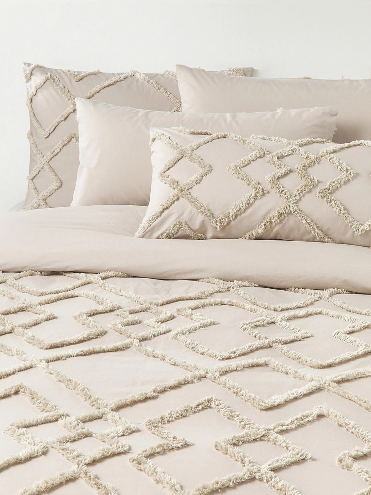 Perkal katoenen dekbedovertrek Faith met getufte design