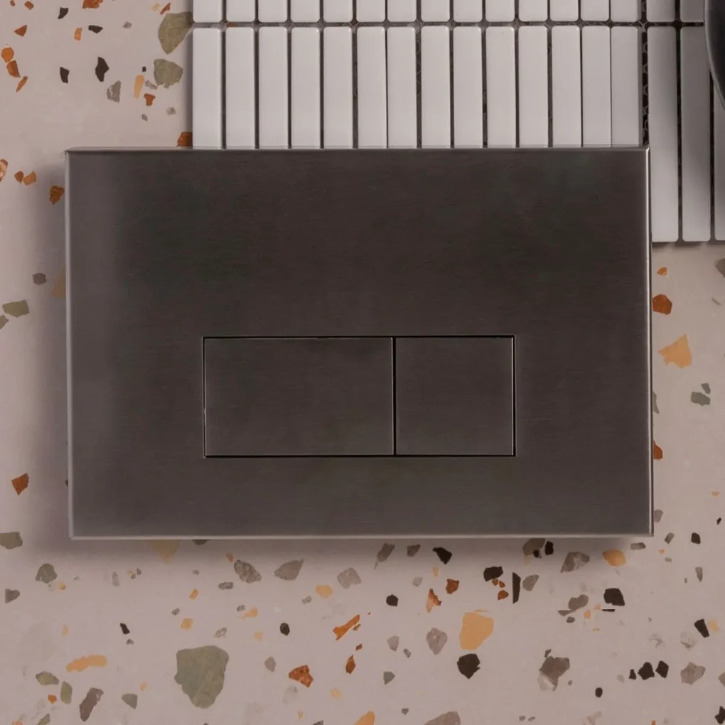 Qeramiq Push metalen drukplaat gunmetal met vierkante knoppen voor o.a. UP320 inbouwreservoir