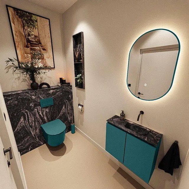 MONDIAZ TURE-DLUX 60cm toiletmeubel Smag. EDEN wastafel Lava positie rechts. Zonder kraangat. TUREDX60SMAR0LAV