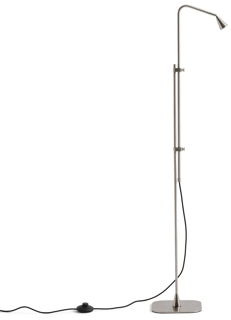 Staande lamp in satijnnikkel, verstelbaar, Roslyn