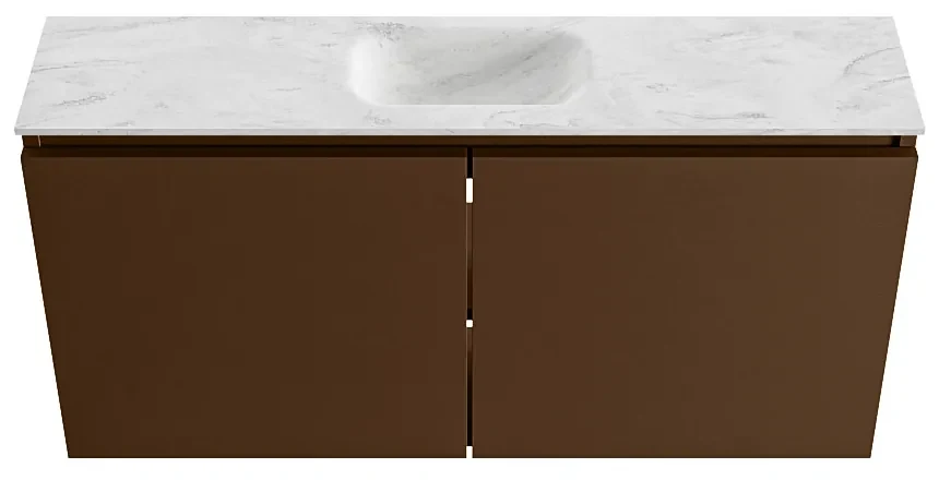Mondiaz Ture DLux toiletmeubel 100cm rust met wastafel opalo midden zonder kraangat
