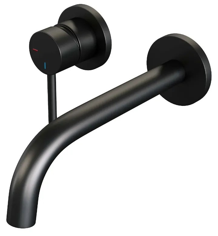 Brauer Black Edition ColdStart wastafelkraan inbouw gebogen uitloop en rozetten model A2 zwart mat