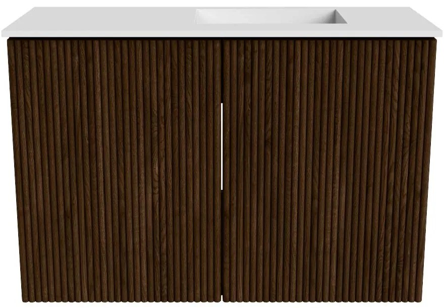 Mondiaz Joya 60cm toiletmeubel walnut met wastafel faye rechts 1 kraangat talc