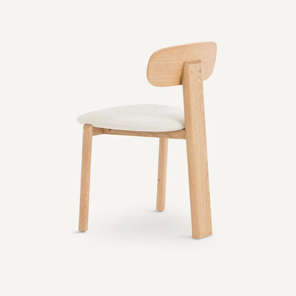 Eiken stoel, fineer en bouclette, Marais