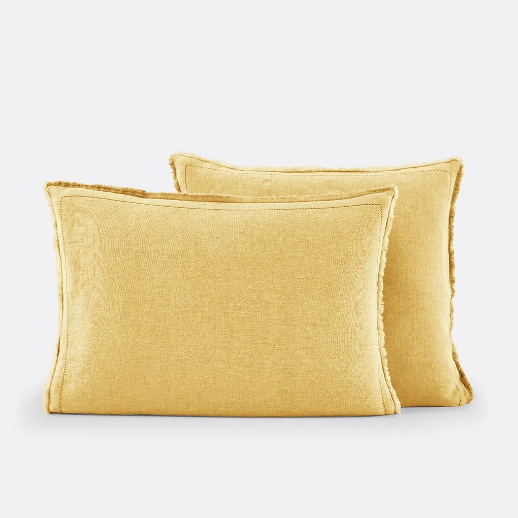 Kussensloop in gewassen linnen, laddersteek, Linot