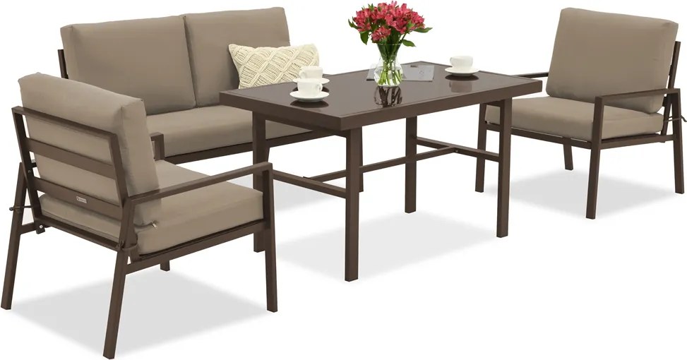 Vigo Apetito 4 bruin Garden Point tuinmeubelset