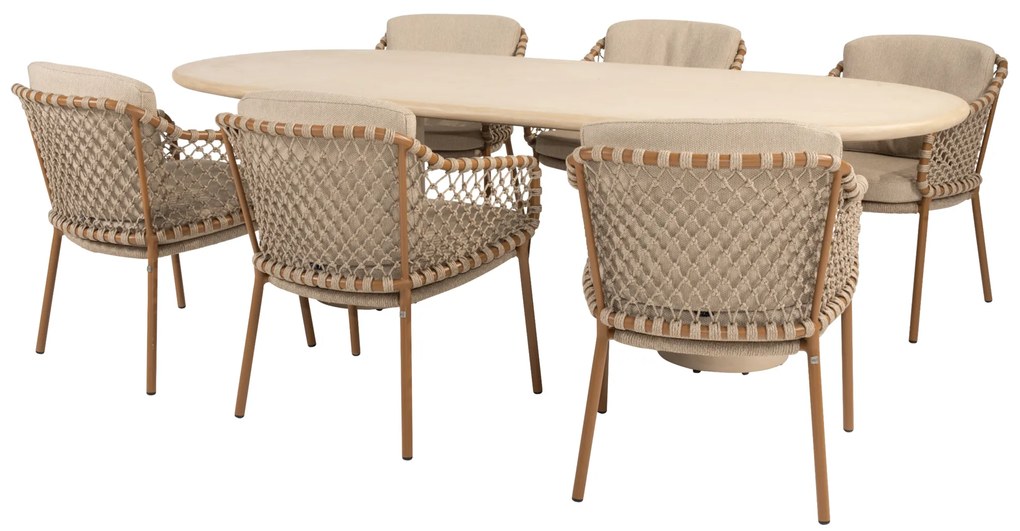 Hampton Martinique dining tuinset 240x105xH75 cm 7 delig mortex amber 4 Seasons Outdoor