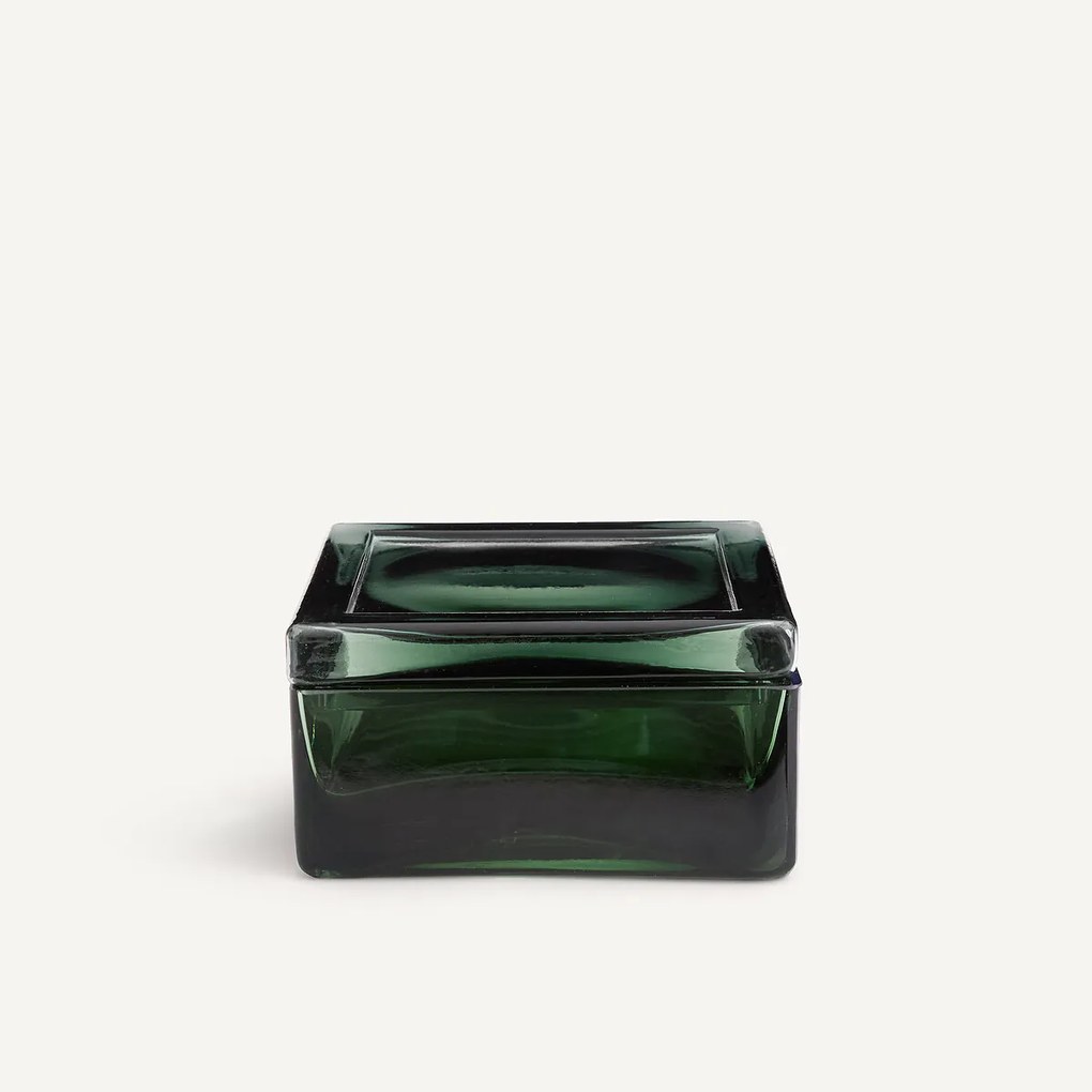 Handgeblazen glazen doos, hoogte 8 cm, OROA
