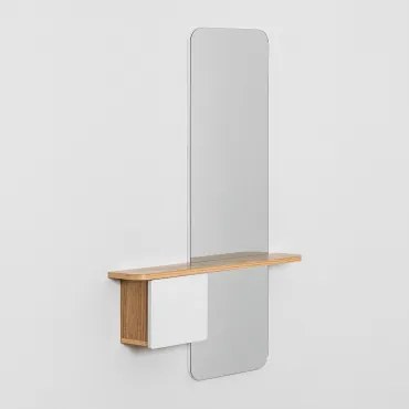 Hal 80x120 Cm In Mdf Met Spiegel Varna Wit – Natuurlijk Hout - Sklum