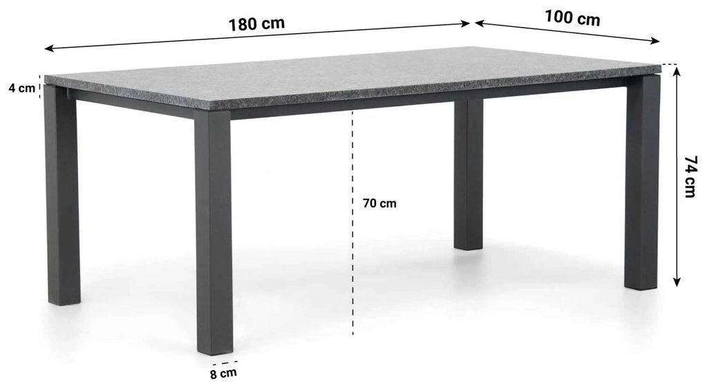 Dining Tuintafel rechthoekig 180 x 100 cm Grijs Munster