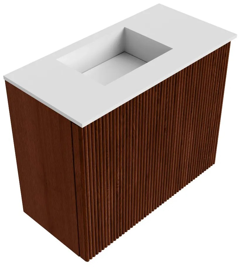 Mondiaz Joya 50cm toiletmeubel ruby met wastafel faye links zonder kraangat talc