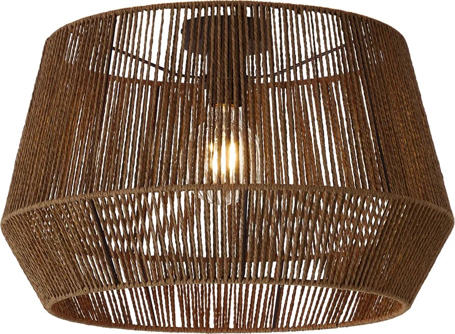 Plafondlamp zwart met bruine papieren kap 50/50/30 - Cyl