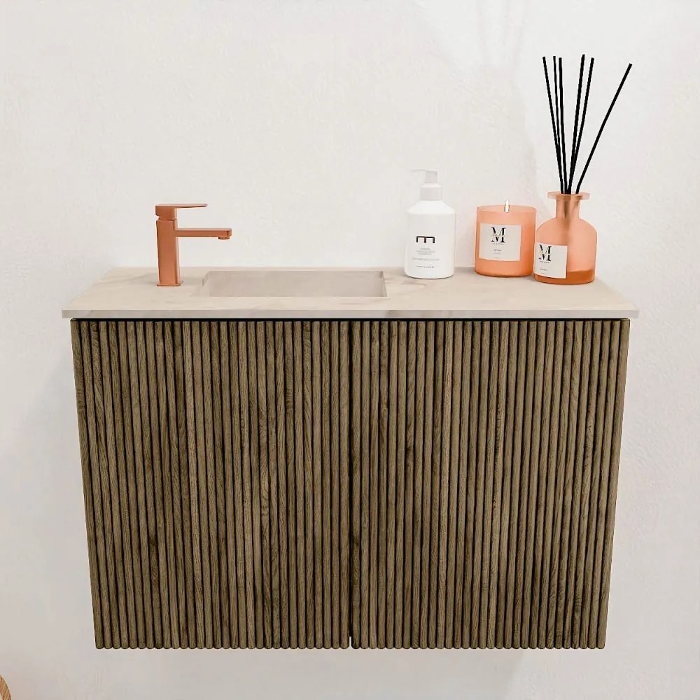 Mondiaz Joya DLux 60cm toiletmeubel dusk met wastafel faye links 1 kraangat frappe