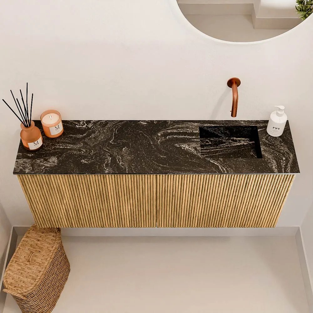 Mondiaz Joya DLux 100cm toiletmeubel oak met wastafel faye rechts zonder kraangat lava