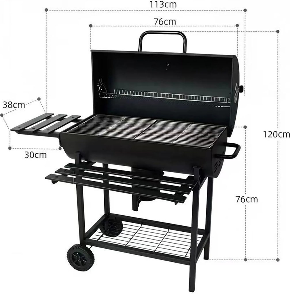 Alora Houtskool Barbecue– Compacte Grill met Warmhoudrek en Spatelset