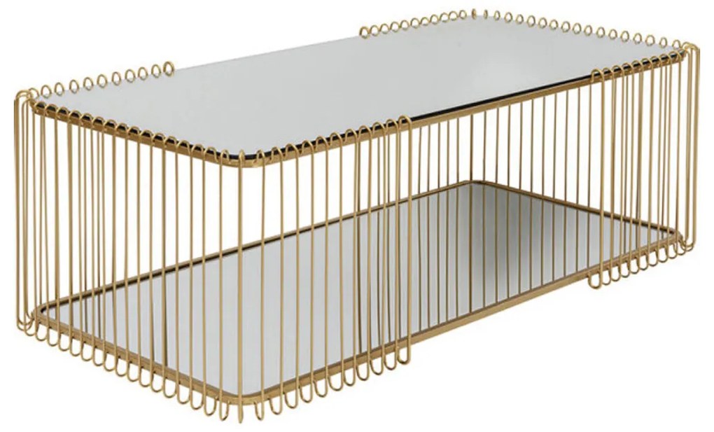 Kare Design Wire Double Rechthoekige Salontafel Goud Met Glasplaat - 119.5 X 60cm.