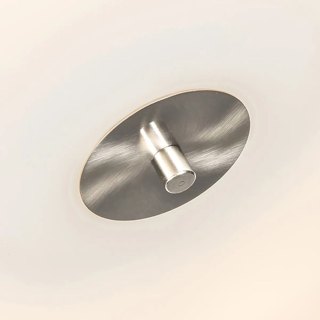 Stoffen Smart plafondlamp met dimmer taupe 70 cm incl. 6 Wifi A60 - Drum Jute Modern, Landelijk / Rustiek E27 rond Binnenverlichting Lamp