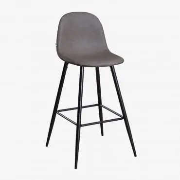 Set Van 2 Hoge Krukken Van Glamm-kunstleer Grijs – Antraciet & ↑75 Cm & Zwart - Sklum