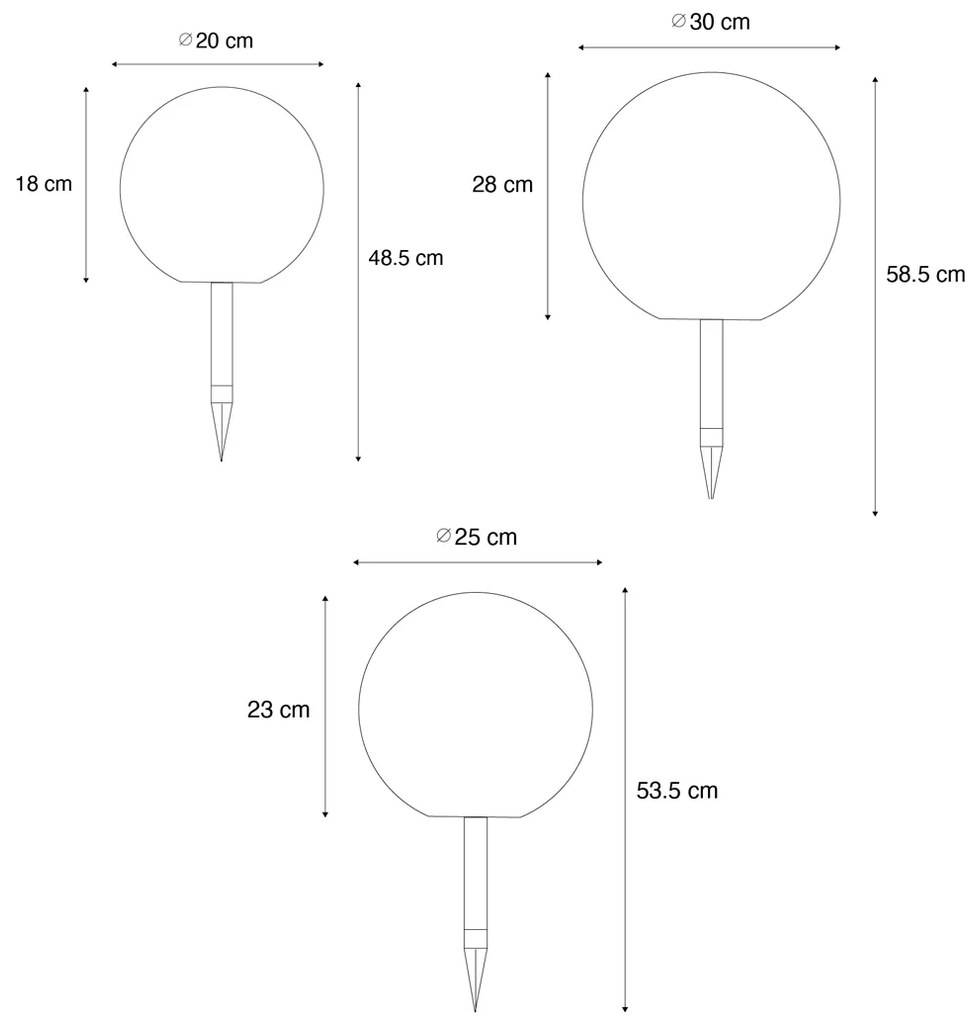 Set van 3 buiten vloerlampen wit incl. LED solar IP44 - Ludger Modern IP44 Buitenverlichting rond