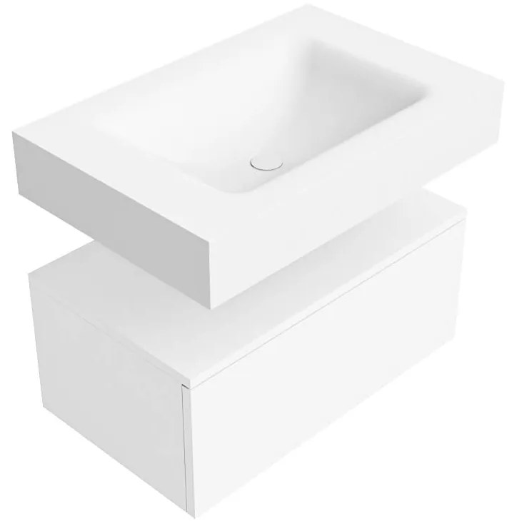 Zaro Alan badmeubel 70cm talc 1 lade met vrijhangende wastafel cloud midden 1 kraangat talc