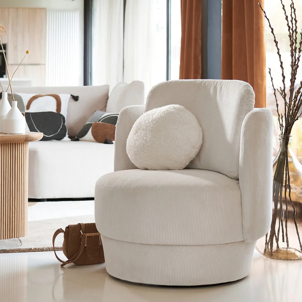 Rotatieve fauteuil in geribd fluweel, Baltimore