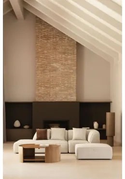 2-delige Modulaire Hoekbank Met Linker Divan En Gestoffeerde Poef Cardea Bouclé Crèmebeige - Sklum