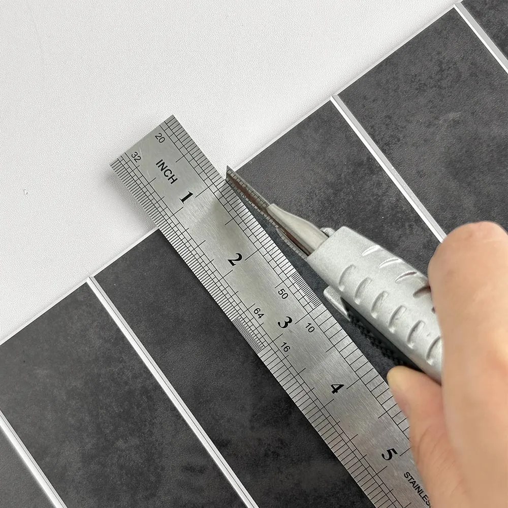 Zelfklevende SPC TEGEL Grijs - 30 cm x 29.6 cm x 0.4 cm | 0.5 kg | Paneli zelfklevende steenstrips