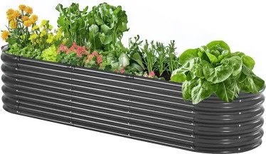 VEVOR metalen verhoogde bak, 1190x595x420mm, gegalvaniseerde buitenbak, plantenbak in de volle grond, bloembak voor het kweken van groenten, bloemen, kruiden en vetplanten, donkergrijs