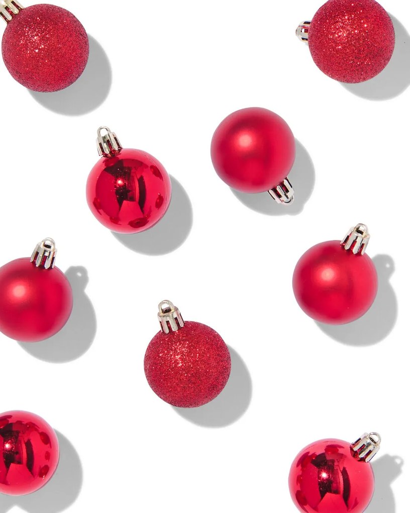 HEMA Kerstballen Ø3.5cm Plastic - 9 Stuks (rood)