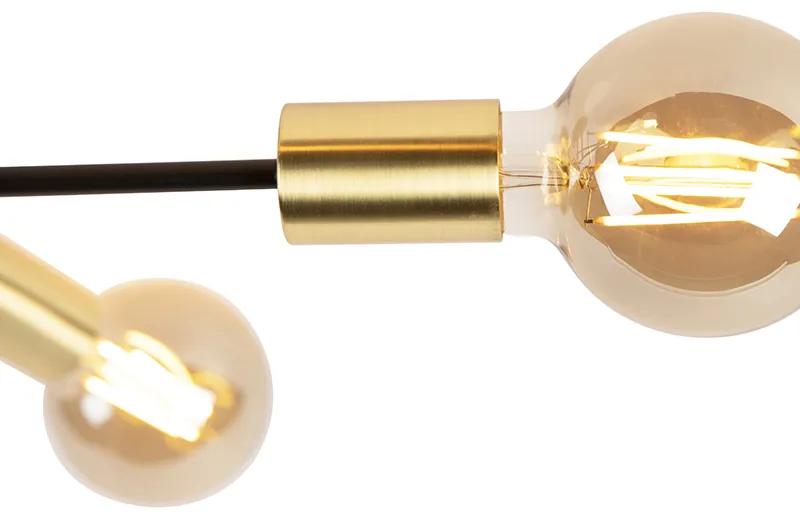 Industriële plafondlamp zwart met goud 6-lichts - Sydney Industriele / Industrie / Industrial E27 Binnenverlichting Lamp