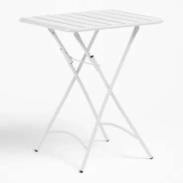 Vierkante Opvouwbare Tuintafel In Staal (60x60 Cm) Janti Wit - Sklum