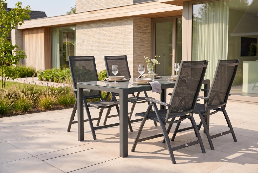 Tuinset 4 personen 150 cm Aluminium/textileen Grijs Presto Vasto/Venustas