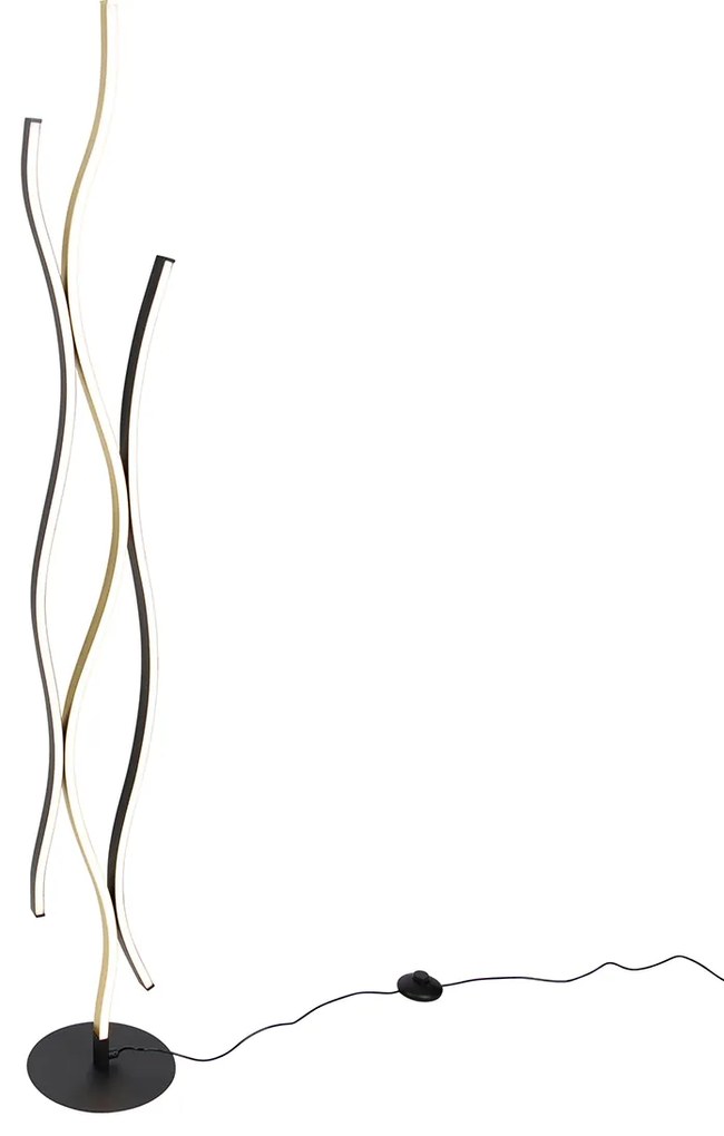 Design vloerlamp zwart met goud incl. LED dimbaar - Blaze Design Binnenverlichting Lamp