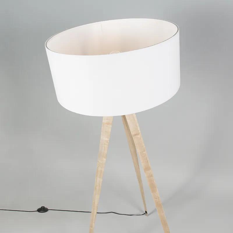 Moderne vloerlamp hout met witte kap - Ilse Modern E27 Binnenverlichting Lamp