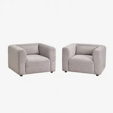 Pack Van 2 Gestoffeerde Fauteuils Fogler Corduroy Licht Taupegrijs - Sklum