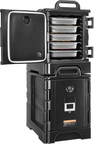 VEVOR Geïsoleerde voedselcontainerdrager, warmhoudbox voor catering, 75 L x 2, voedselcontainer met dubbele gespen en handgrepen, voedselcontainerdrager, voedseltransportbox voor restaurants