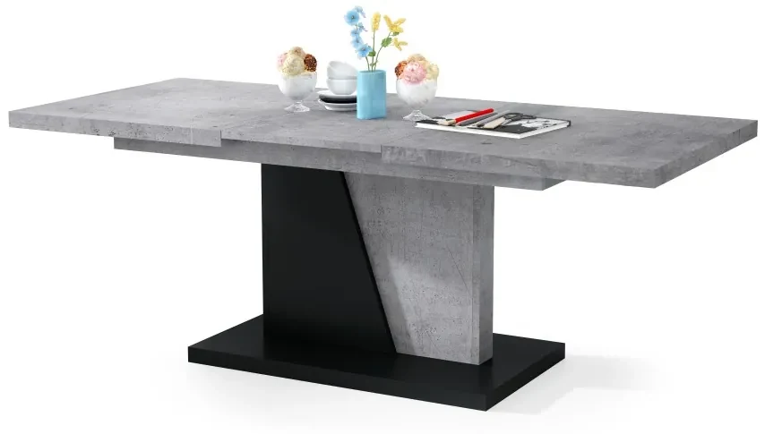 Mazzoni GRAND NOIR beton / zwart, uitschuifbare tafel