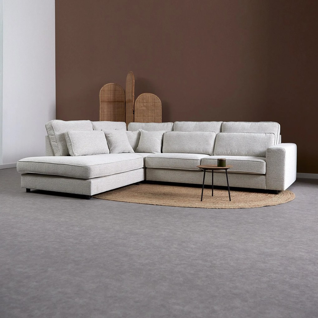 Hoekbank Met Dubbele Rugkussens Beige L