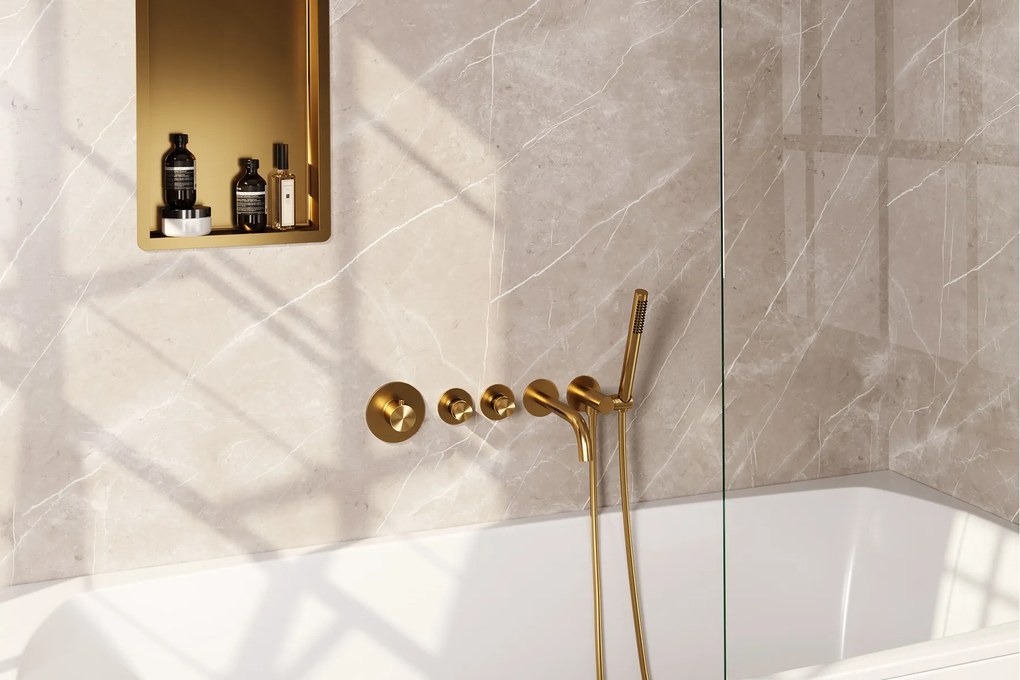 Brauer Gold Edition inbouw badkraan met uitloop en staafhanddouche geborsteld messing PVD