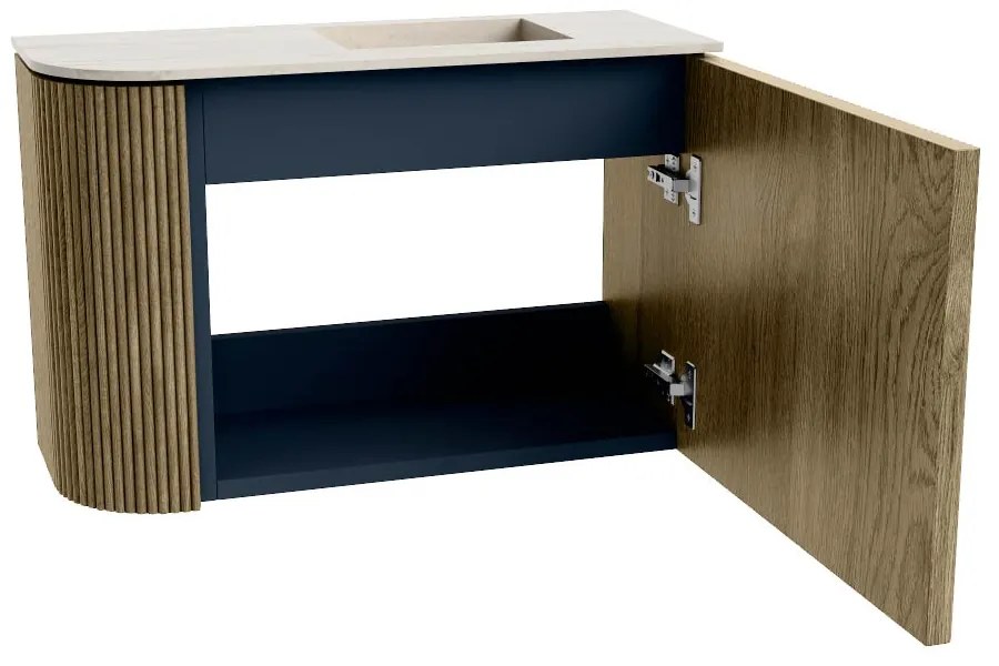 Mondiaz Joya DLux 60cm toiletmeubel ronding links dusk met wastafel faye rechts zonder kraangat meli