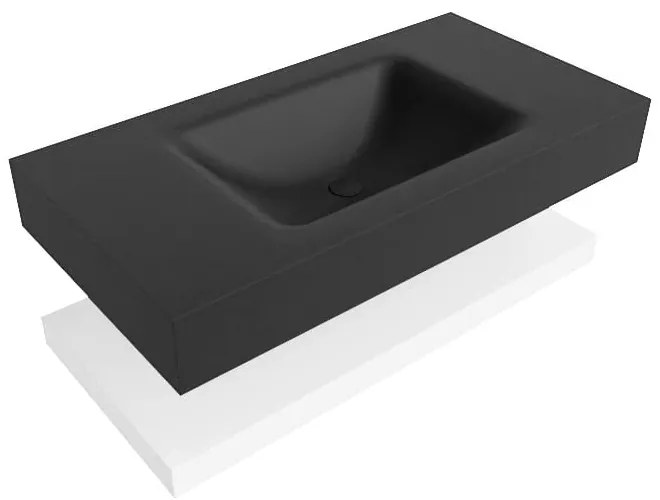 Zaro Alan badmeubel 90cm met planchet talc en vrijhangende wastafel cloud midden 1 kraangat urban